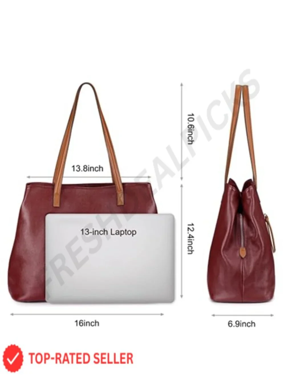 Genuine Leather Soft Hobo Shoulder Bag Large Capacity Fits 13 Laptop